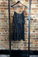 Halston Heritage Plisse Black Silk Mini Dress image 0