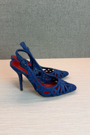 Dolce & Gabbana Blue Woven Raffia Slingback Pumps image 4