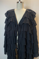 Fafatt Black Ruffle Robe Coat image 3