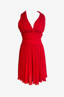 Mr K Red Pleated Deep V Halter Mini Dress image 0