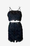 Bettina Liano Black Fringe Skirt and Top Set image 0