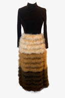 Brown Suede Fur Ombre Midi Dress image 0