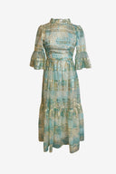 Vintage Susan Peters Green Metallic Midi Dress image 0