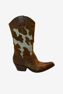 Vintage Brown Cow Print Cowboy Boots image 0
