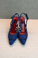 Dolce & Gabbana Blue Woven Raffia Slingback Pumps image 1