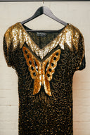 Vintage Royal Feelings Gold and Black Sequin Cocktail Mini Dress image 1