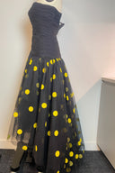 Vintage Bellville Sassoon Ruched Bodice Polka Dot Maxi Dress image 2