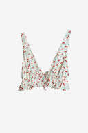 Cherry Tie Crop Ruffle Top image 0