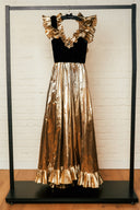 Vintage Velvet & Gold Frill Lamè Gown image 4