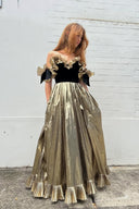 Vintage Velvet & Gold Frill Lamè Gown image 1