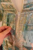 Vintage Susan Peters Green Metallic Midi Dress image 2