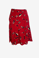 Moschino Red Pleated Midi Skirt image 0
