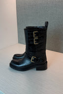 Dsquared Crocodile Patterned Black Leather High Boots image 3