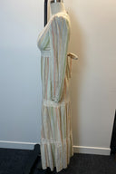 Vintage Burgndye Long Sleeve Striped Maxi Dress image 1