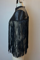 ZARA Black Leather Fringe Shawl image 2