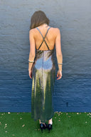 Paco Rabanne 1990s Vintage Liquid Silver Metallic Evening Dress image 2