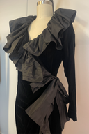 Vintage 1980s Yves Saint Laurent Velvet Ruffle Wrap Maxi Dress image 2