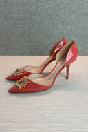 Furla Grace Decollette Jewelled Patent Coral Pump image 1