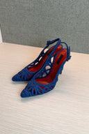 Dolce & Gabbana Blue Woven Raffia Slingback Pumps image 3