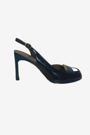 Yves Saint Laurent Blue & Beige Loafer Heels