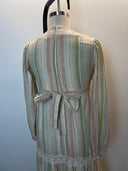 Vintage Burgndye Long Sleeve Striped Maxi Dress image 2