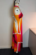 Unbranded Vintage Halter Geometric Pattern Midi Dress image 1