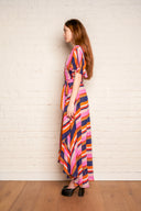 Vintage Striped Sheer Wrap Midi Dress image 2