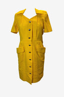 Nina Ricci Yellow Collared Midi Dress
