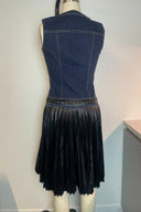 Issey Miyake Denim & Pleated Faux Leather Mini Dress image 2