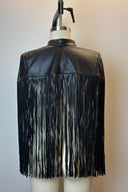ZARA Black Leather Fringe Shawl image 1
