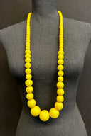 Vintage Yellow Chunky Beaded Necklace image 1