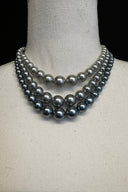Layered Silver Faux Pearl Necklace image 0