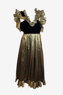 Vintage Velvet & Gold Frill Lamè Gown image 0