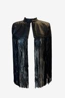 ZARA Black Leather Fringe Shawl image 0