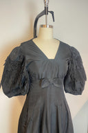 Vintage Yvette Puff Sleeve Taffeta Bow Midi Dress image 2