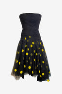 Vintage Bellville Sassoon Ruched Bodice Polka Dot Maxi Dress image 0