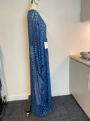 Issa London Sheer Blue Patterned Kimono Sleeve Maxi image 3