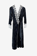 Vintage  Black Velvet & Lace Cross Over Robe image 0