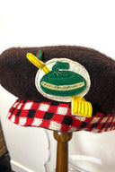 Vintage Brown Wool Beret with Red Pompom image 3