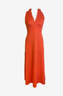 Tangerine V Neck Dress with Hood image 0