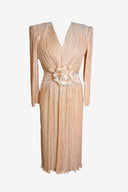 Vintage George F Couture Peach Pleated Cocktail Dress image 0