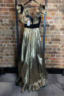 Vintage Velvet & Gold Frill Lamè Gown image 3