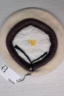 SD Cream Beret with Brown Leather Trim image 2