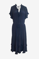 Zimmermann Flutter Tie-Neck Navy Midi Dress image 0