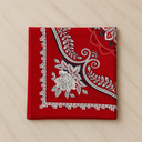Vintage Red Floral Medallion Scarf