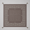 Pewter Block Print Brown Silk Scarf with Taslles