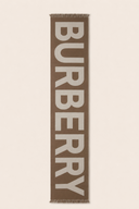 Burberry Brown & Beige Wool Logo Text Scarf