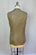 Vintage Olive Beige Leather Button Front Vest