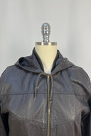 Vintage Brown Leather Hooded Jacket