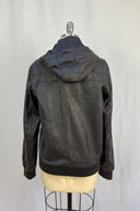 Vintage Brown Leather Hooded Jacket